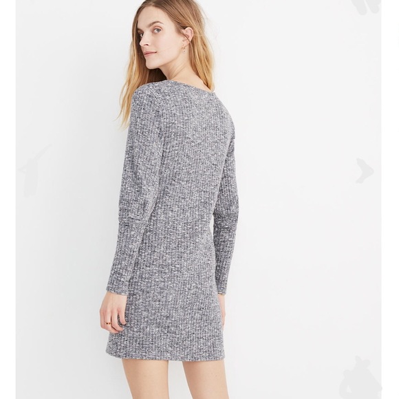 Madewell Ribbed Bubble-Sleeve Dress in grey - Picture 5 of 6